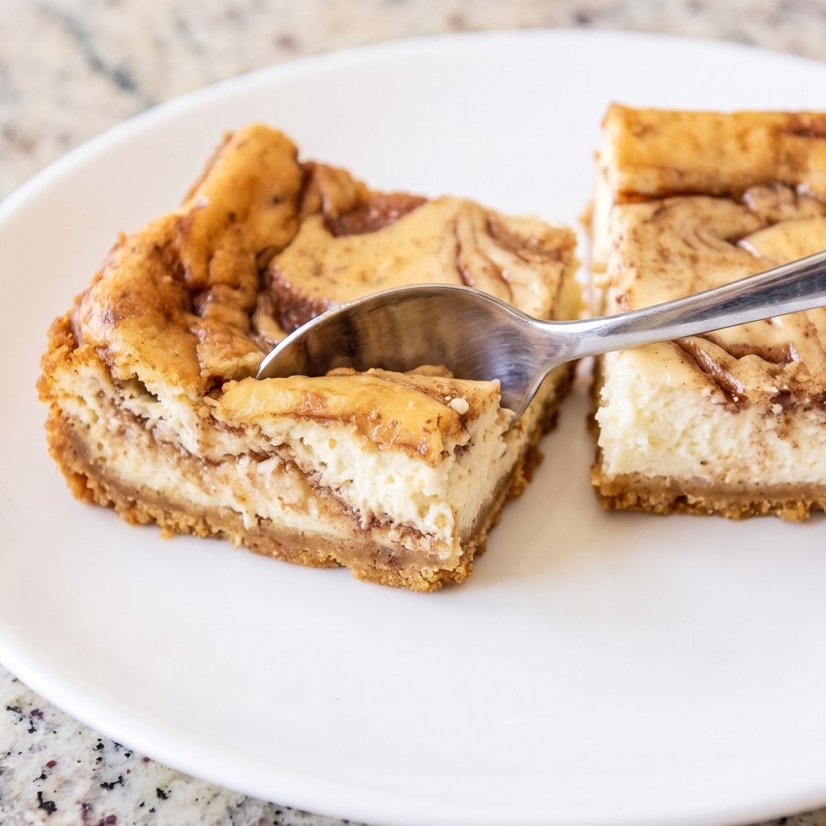 Cottage Cheese Protein Cinnamon Roll Cheesecake Bars