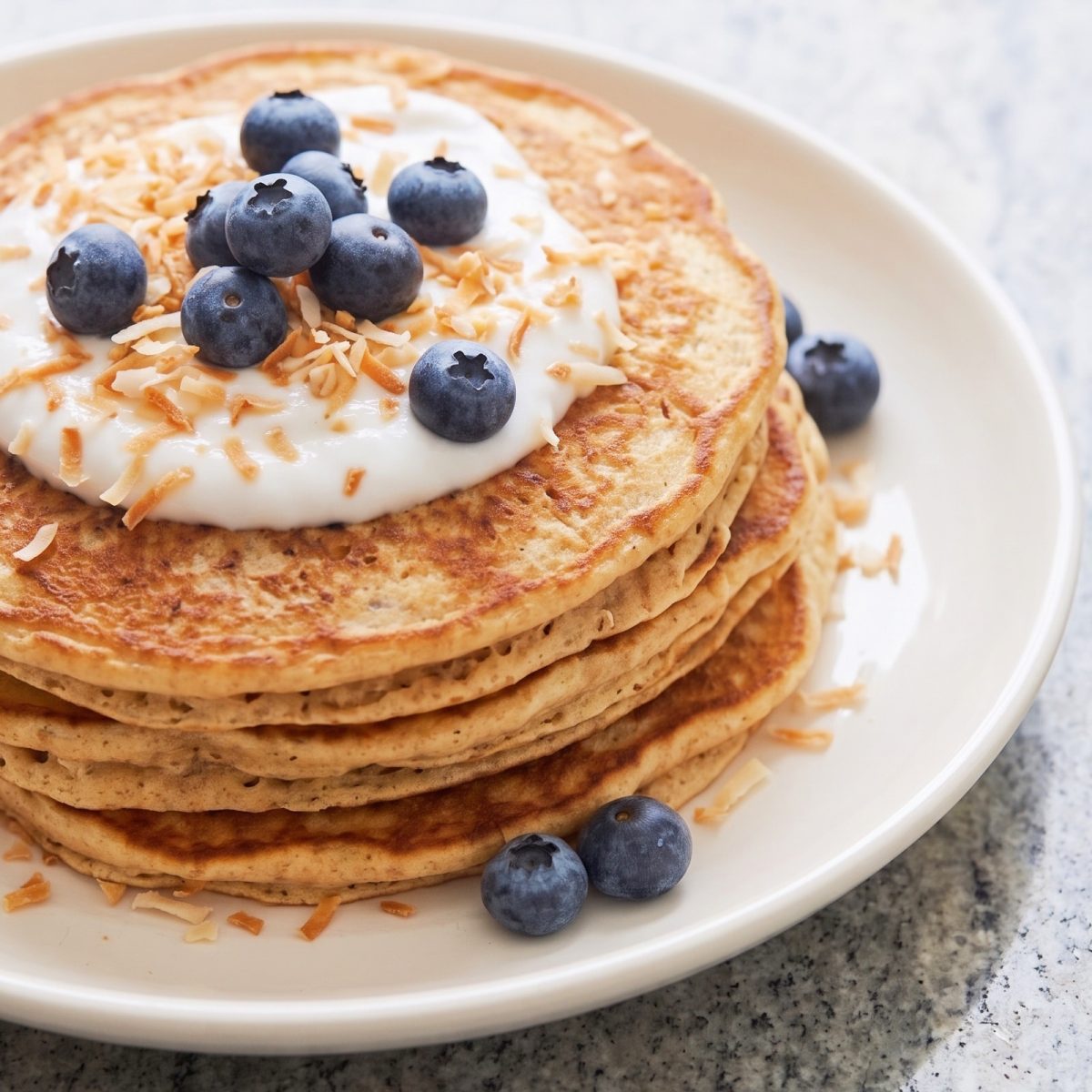 Cottage Cheese Protein Coconut Cream Pancakes