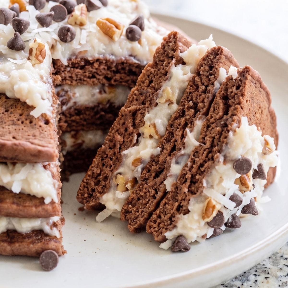 Cottage Cheese Protein German Chocolate Pancakes