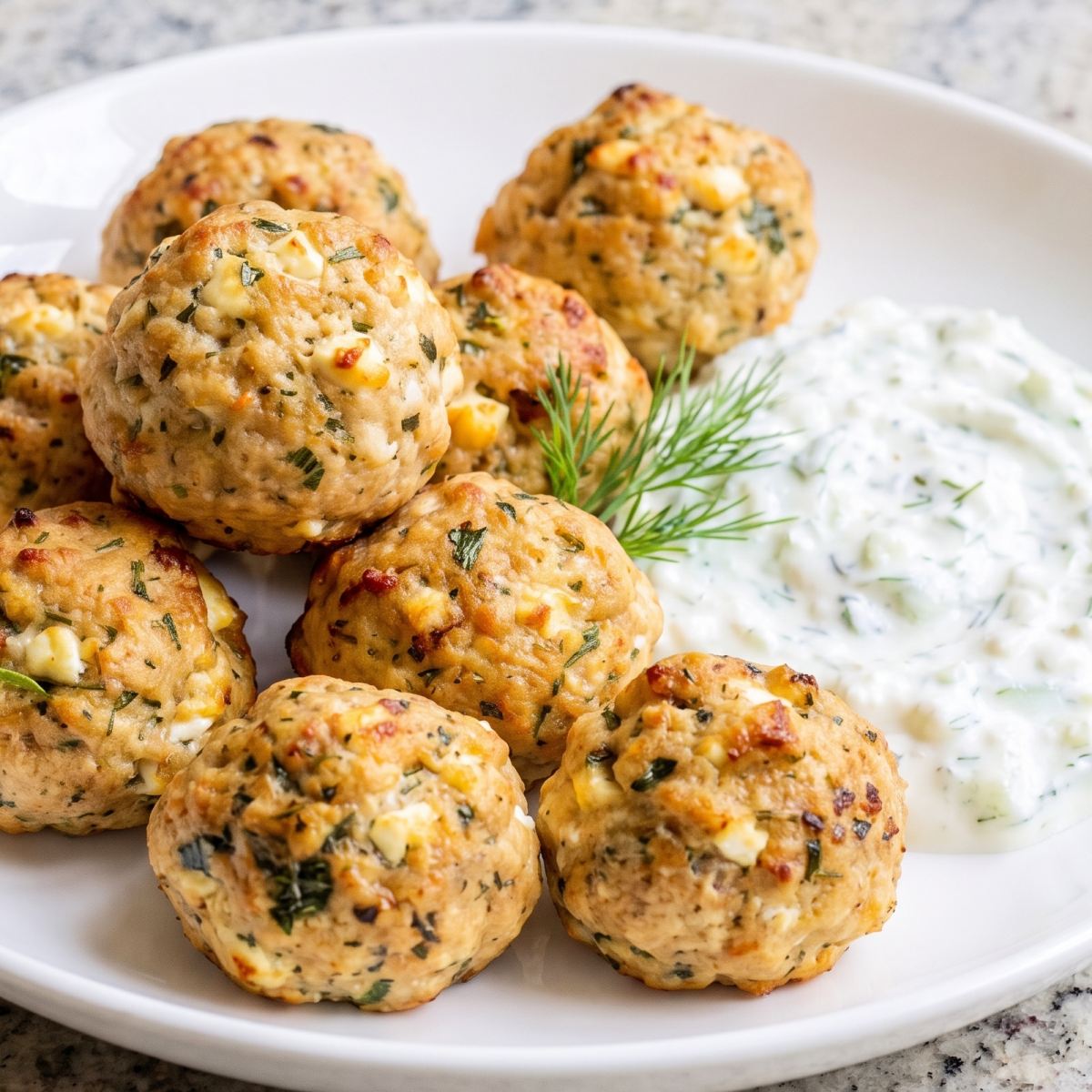 Cottage Cheese Protein Greek Chicken Meatballs