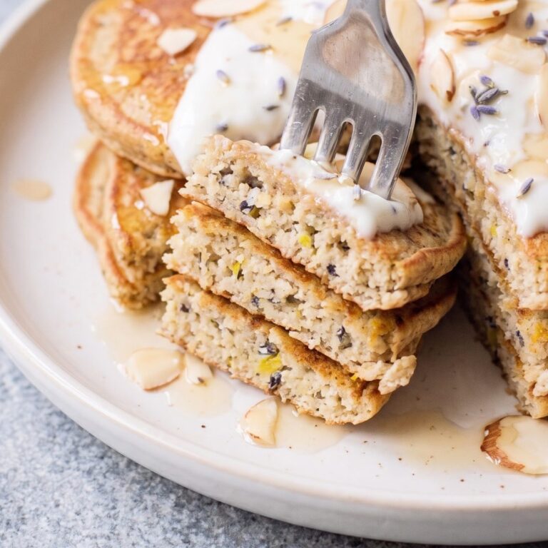 Cottage Cheese Protein Honey Lavender Pancakes