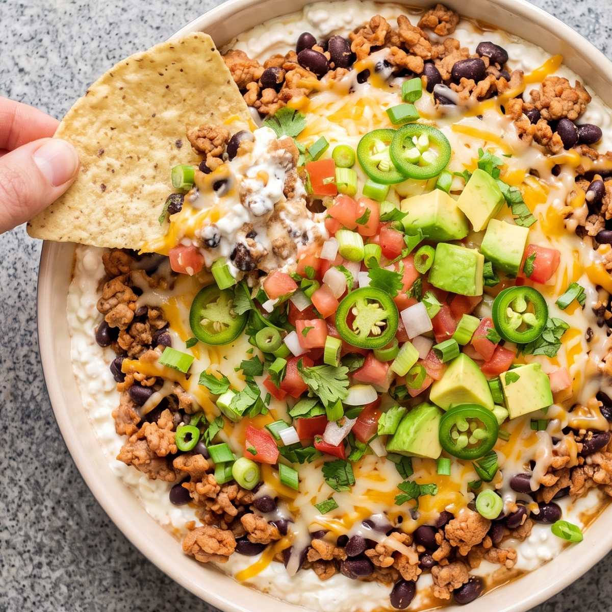 Cottage Cheese Protein Loaded Taco Dip