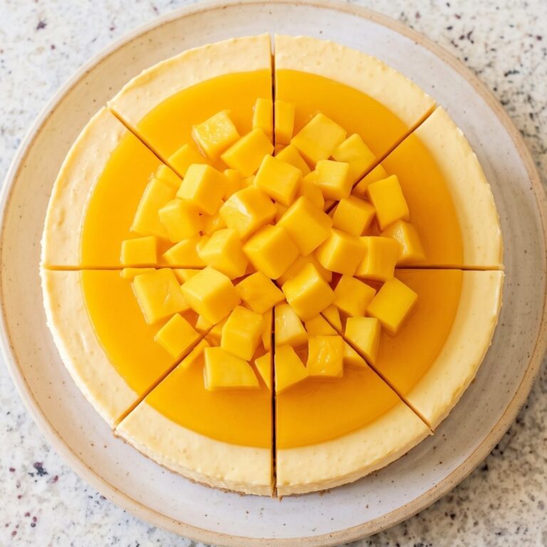Cottage Cheese Protein No-Bake Mango Cheesecake