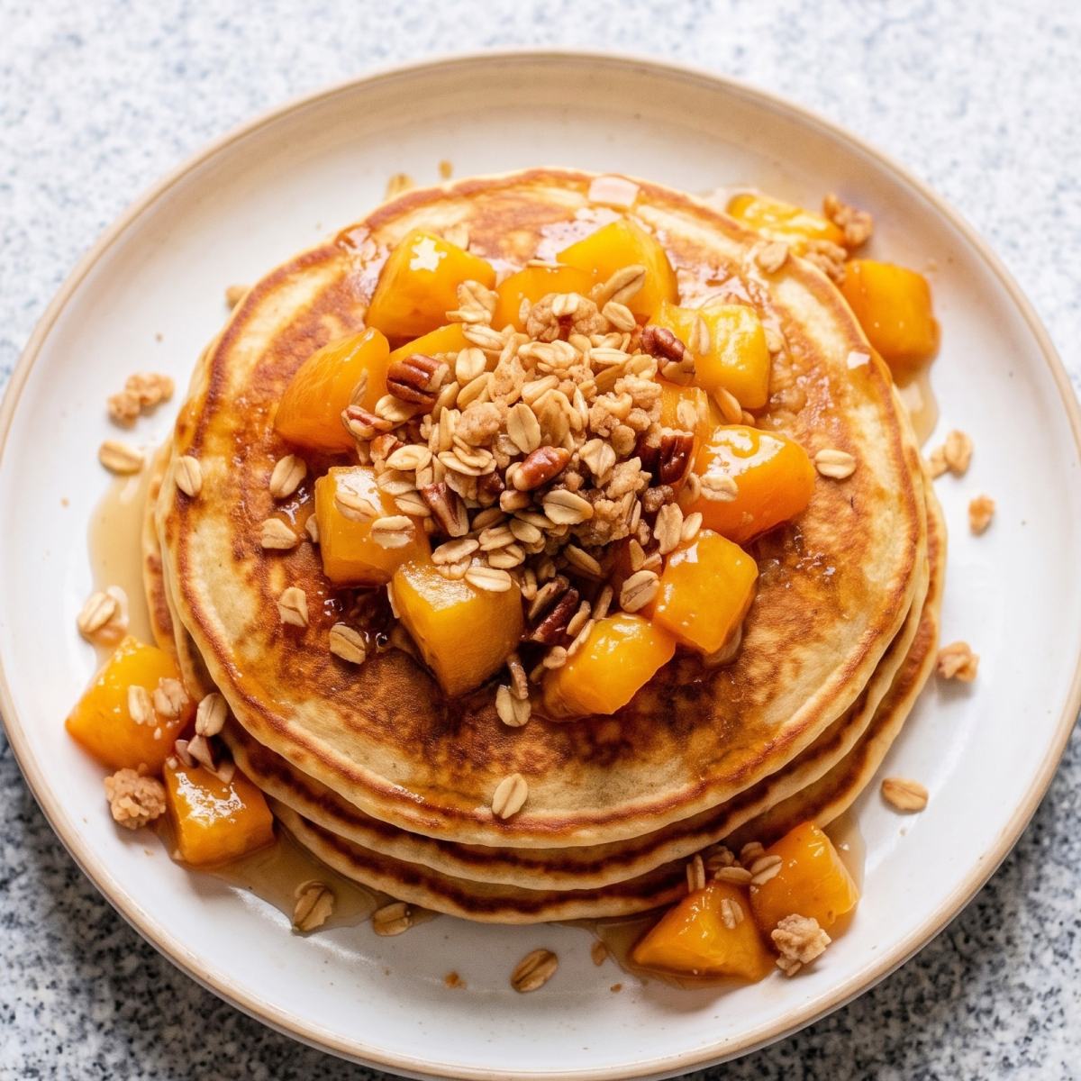 Cottage Cheese Protein Peach Cobbler Pancakes