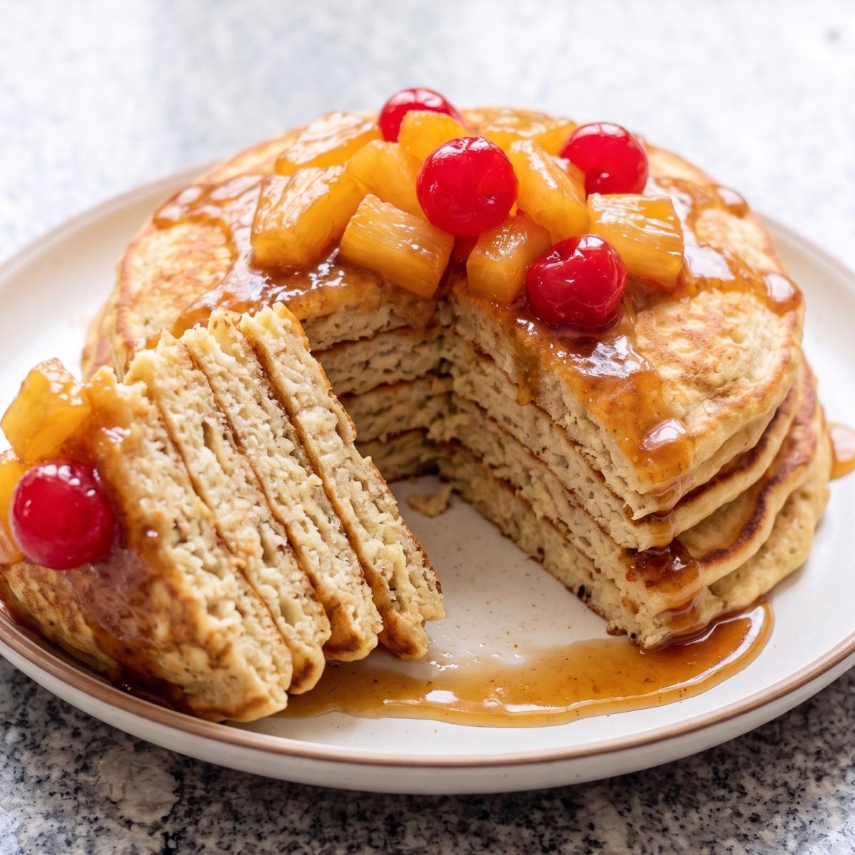 Cottage Cheese Protein Pineapple Upside Down Pancakes