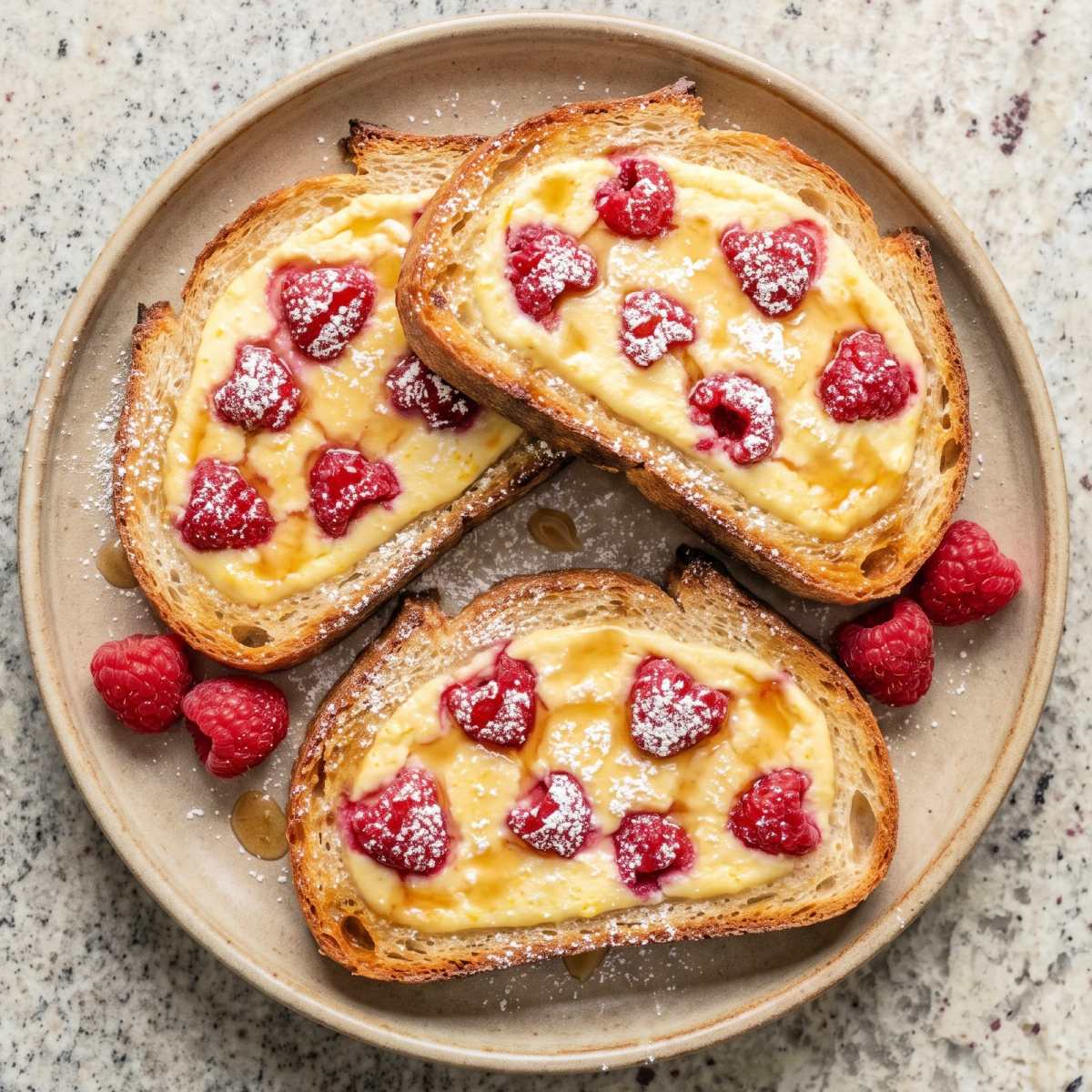 Cottage Cheese Protein Raspberry Custard Toast