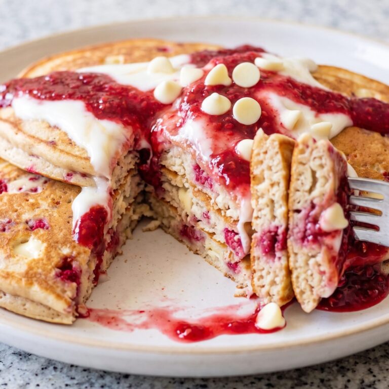 Cottage Cheese Protein Raspberry White Chocolate Pancakes