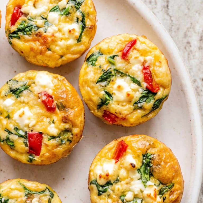 Cottage Cheese Protein Spinach Feta Egg Bites