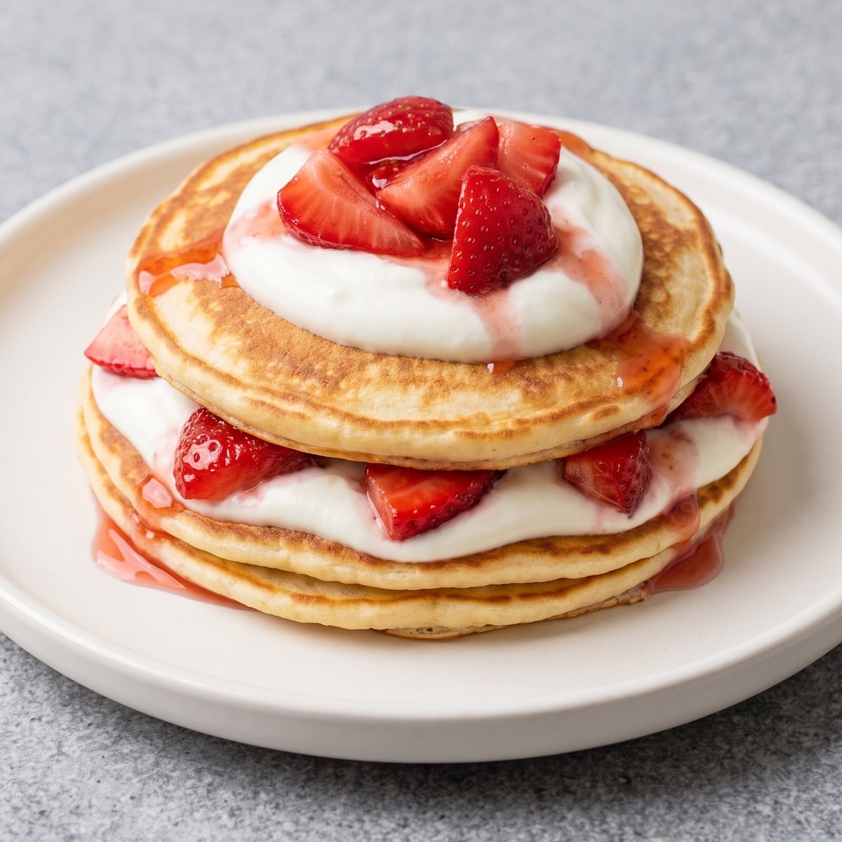 Cottage Cheese Protein Strawberry Shortcake Pancakes