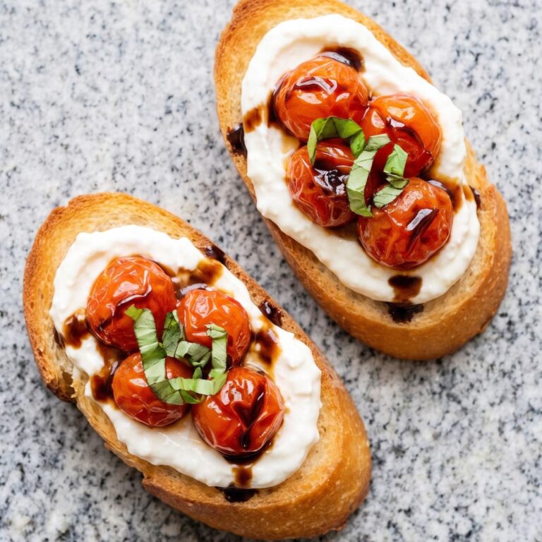Cottage Cheese Roasted Tomato Crostini