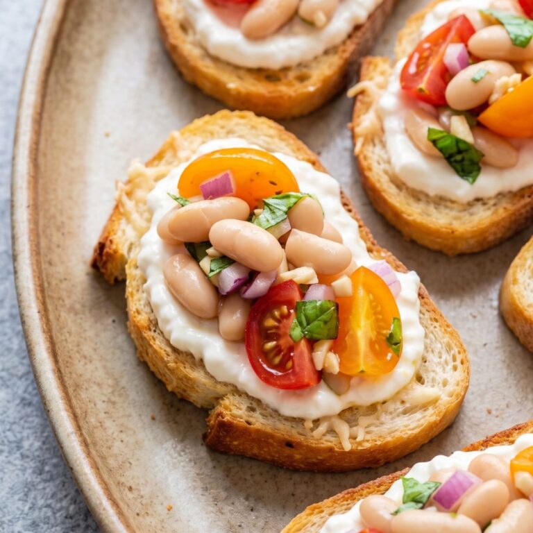 Cottage Cheese White Bean Bruschetta